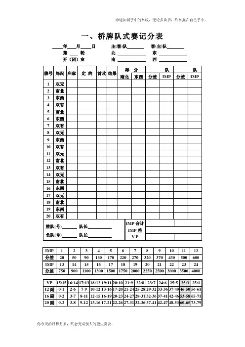 桥牌计分规则