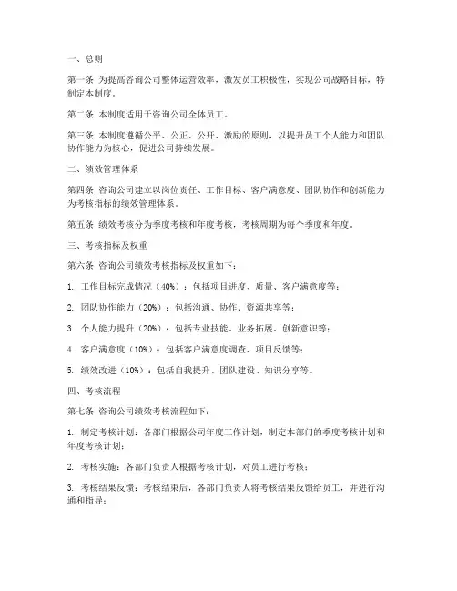 咨询公司绩效管理制度