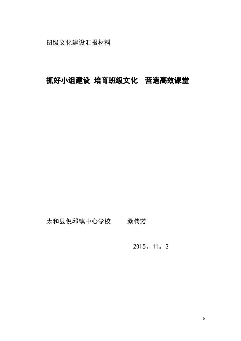 班级文化建设汇报材料