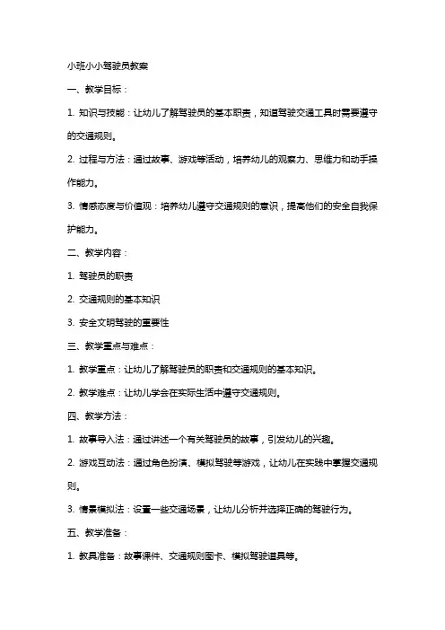 小班小小驾驶员教案
