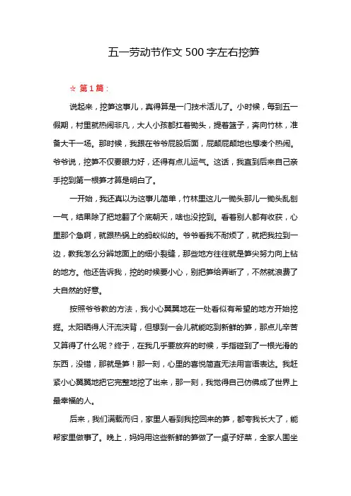 五一劳动节作文500字左右挖笋