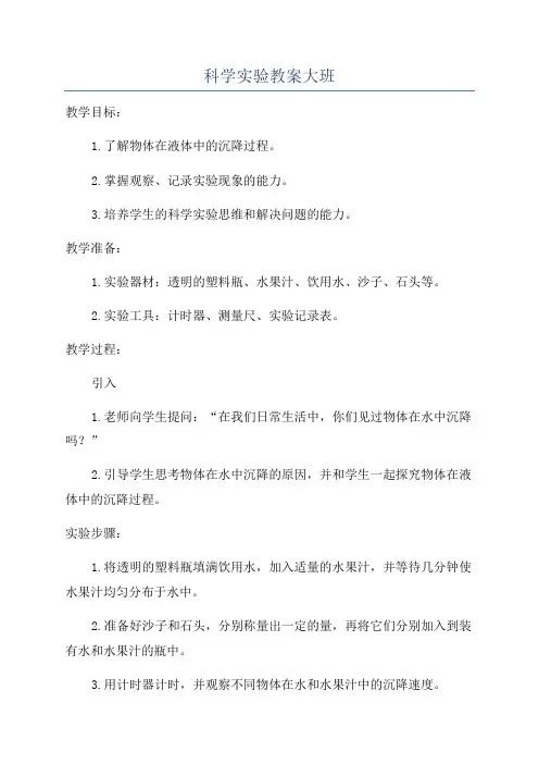 科学实验教案大班