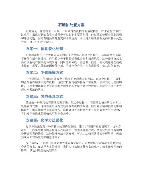石脑油处置方案