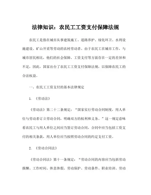 法律知识：农民工工资支付保障法规