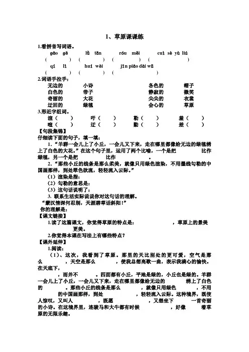 2018年新人教版五年级语文下册全册课课练习题集及答案
