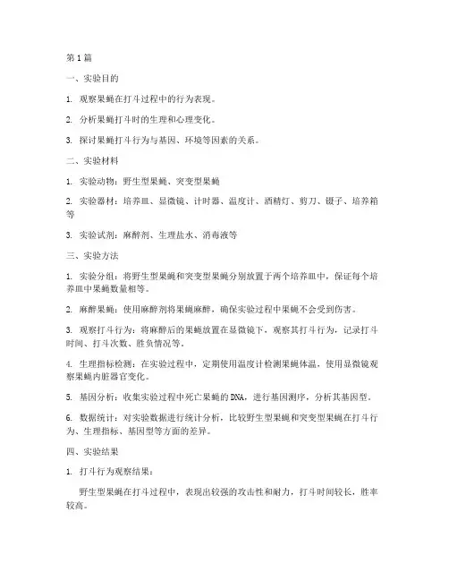果蝇打斗实验报告模板(3篇)