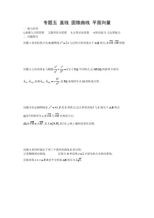 高中数学竞赛_直线 圆锥曲线 平面向量