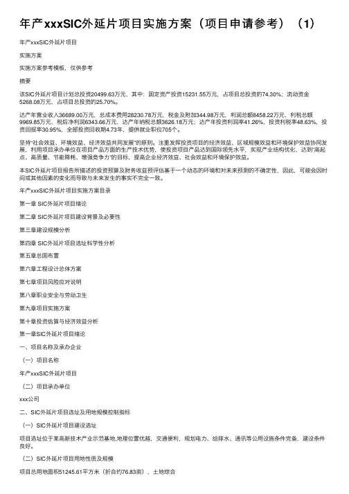 年产xxxSIC外延片项目实施方案（项目申请参考）（1）