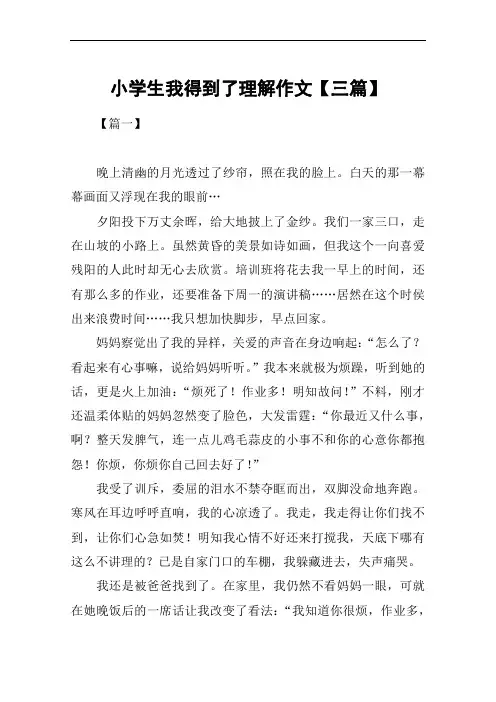 小学生我得到了理解作文【三篇】