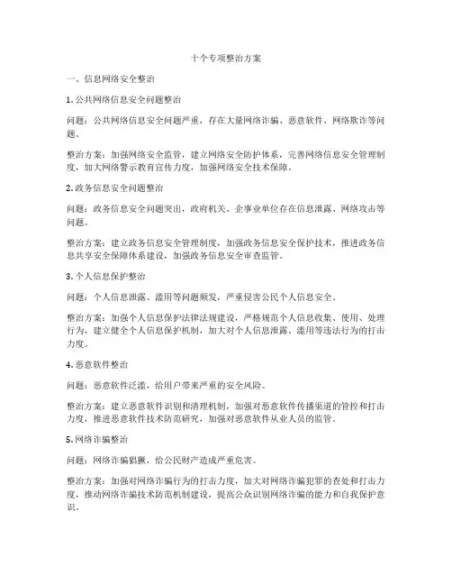 十个专项整治方案