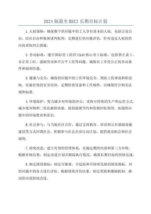 2024版最全BSCI长期目标计划