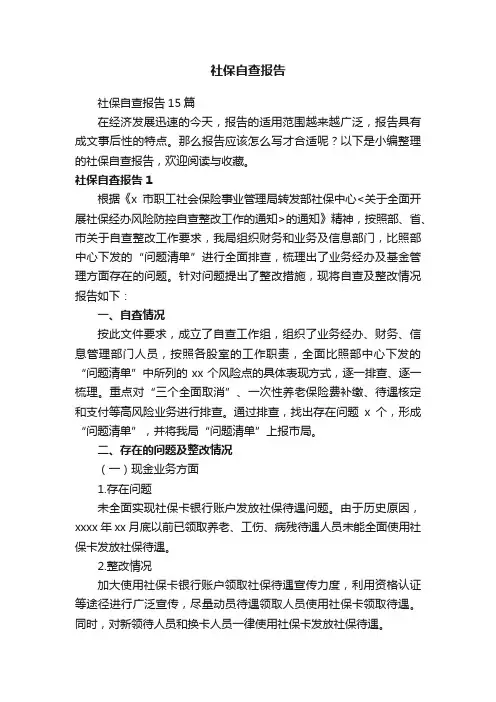社保自查报告