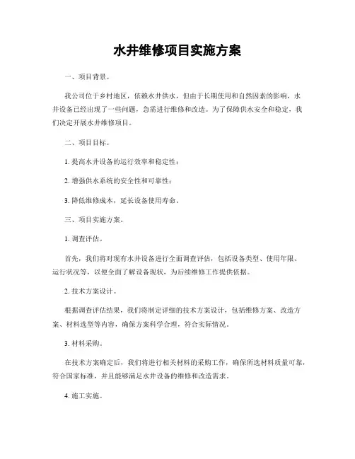 水井维修项目实施方案