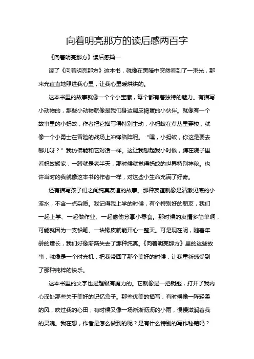 向着明亮那方的读后感两百字