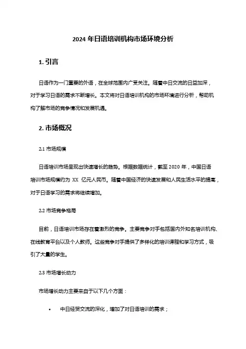 2024年日语培训机构市场环境分析