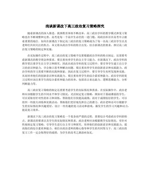 浅谈新课改下高三政治复习策略探究