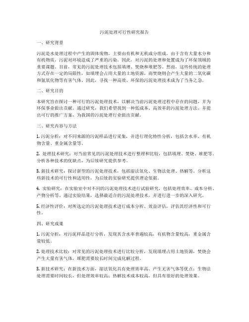 污泥处理可行性研究报告