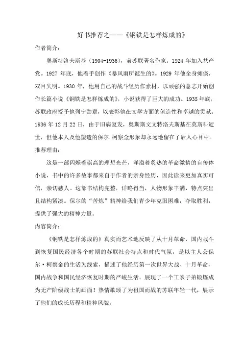 好书推荐之——《钢铁是怎样炼成的》
