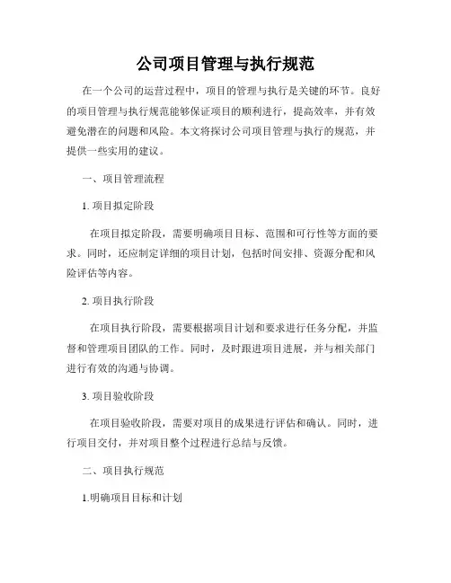 公司项目管理与执行规范
