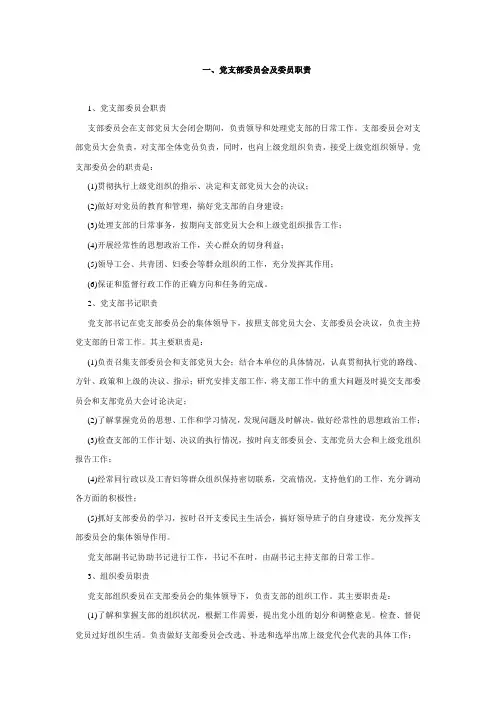 党内相关制度、职责