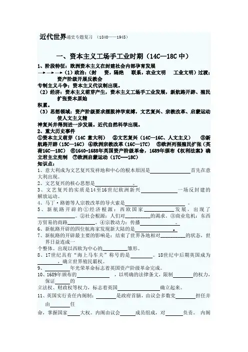 近代世界通史专题复习