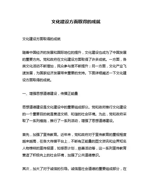 文化建设方面取得的成就