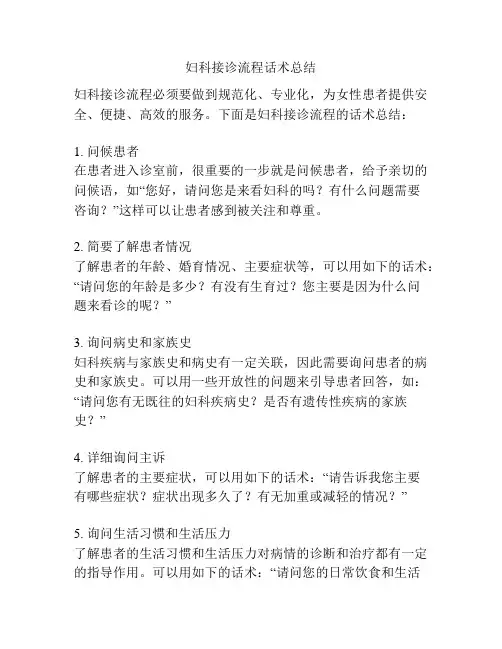 妇科接诊流程话术总结