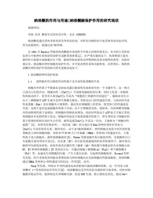 纳洛酮的作用与用途纳洛酮脑保护作用的研究现状