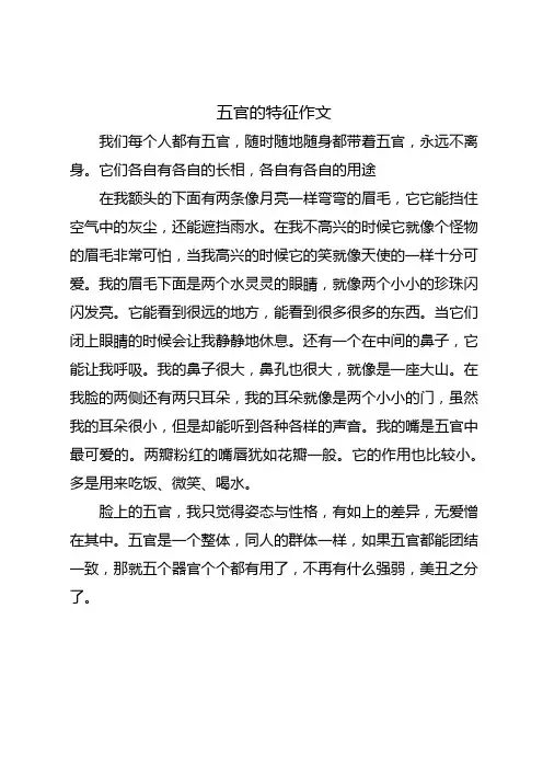 五官的特征作文