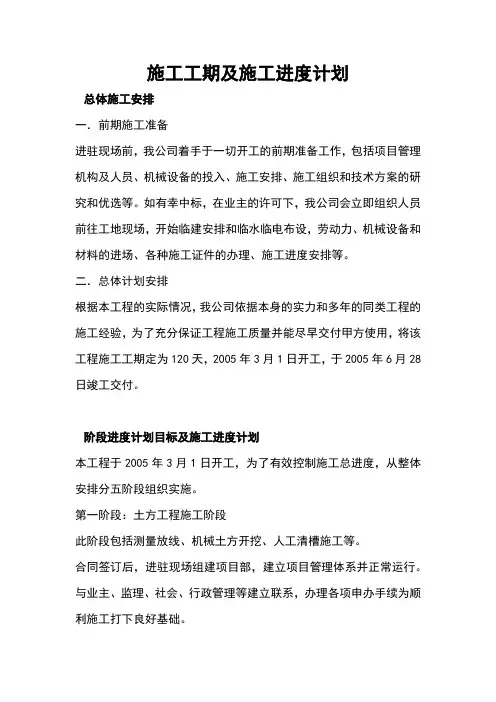 180施工工期及施工进度计划