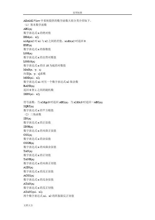 ADAMS中地函数