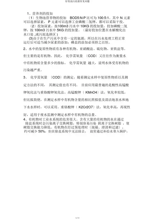 好氧池污泥最常见问题
