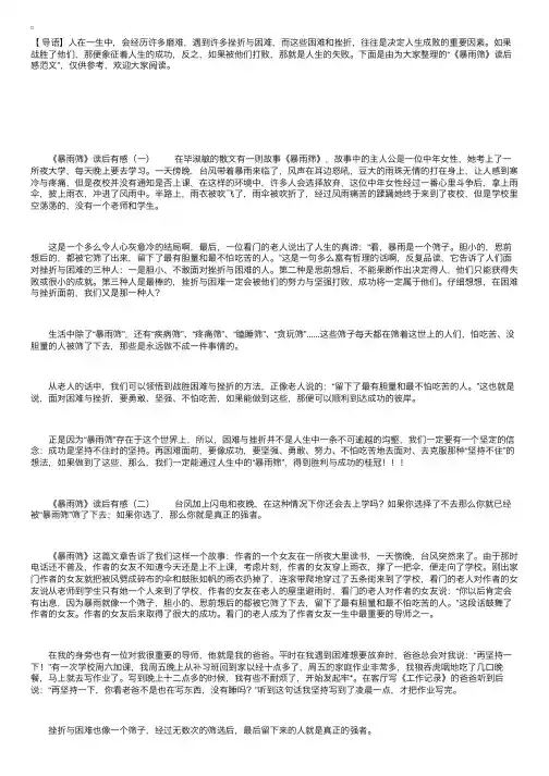 《暴雨筛》读后感范文三篇