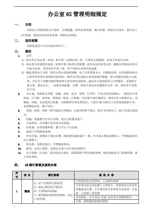 办公室6S管理制度