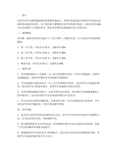 历史成绩分析总结范文