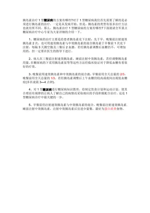 胰岛素治疗1型糖尿病.的方案1