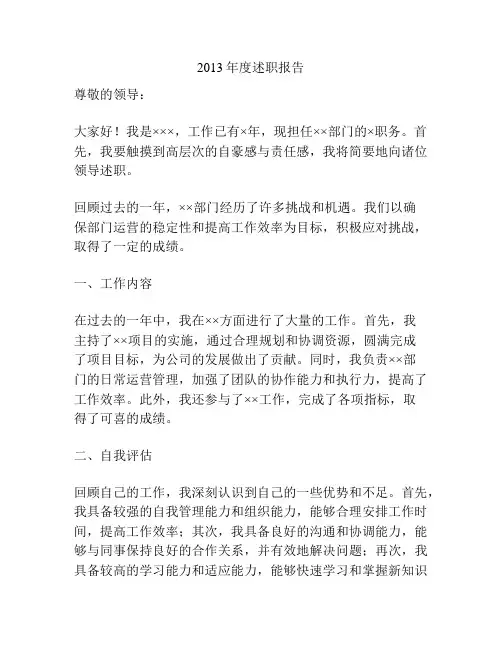 2013年度述职报告