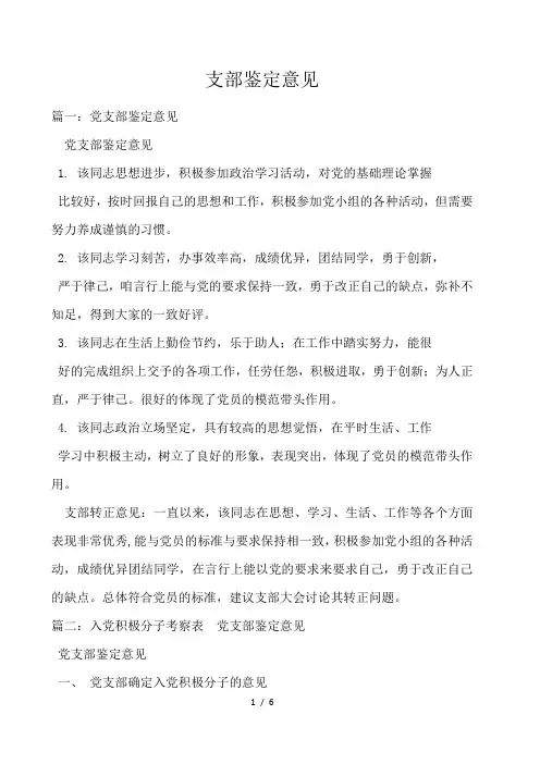 支部鉴定意见 