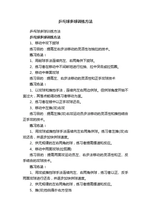 乒乓球多球训练方法