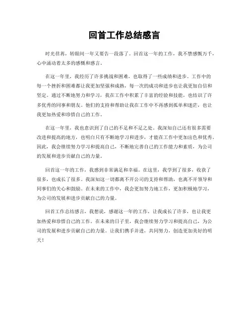 回首工作总结感言