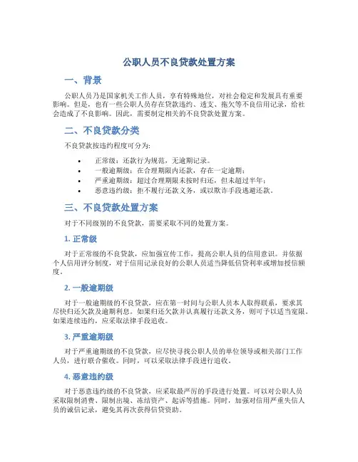 公职人员不良贷款处置方案