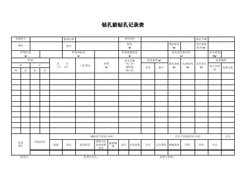 钻孔桩钻孔记录表