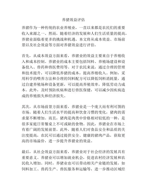 养猪效益评估