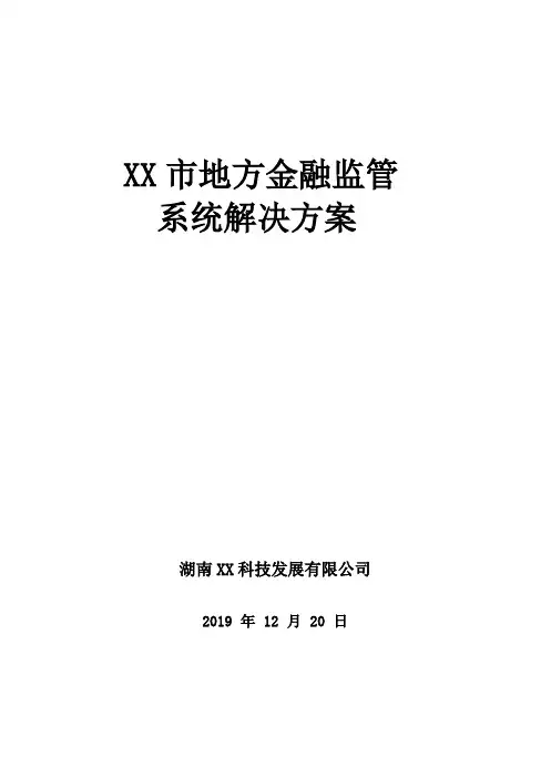 XX省(市)地方金融监管系统解决方案