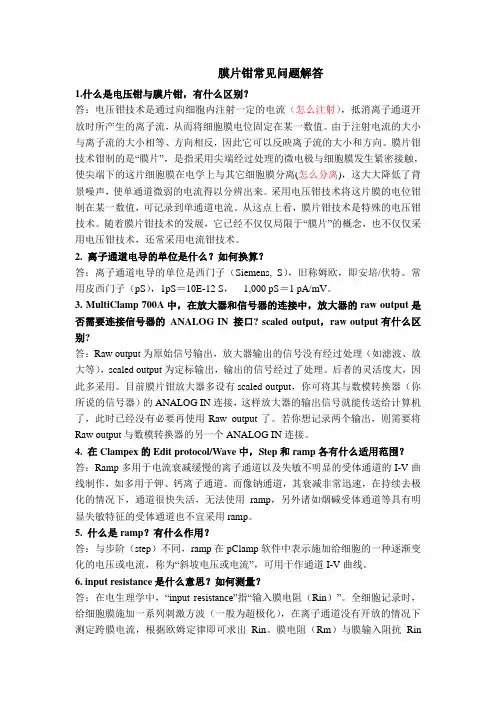 膜片钳问题解答