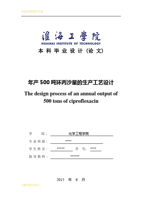 年产500吨环丙沙星的生产工艺设计
