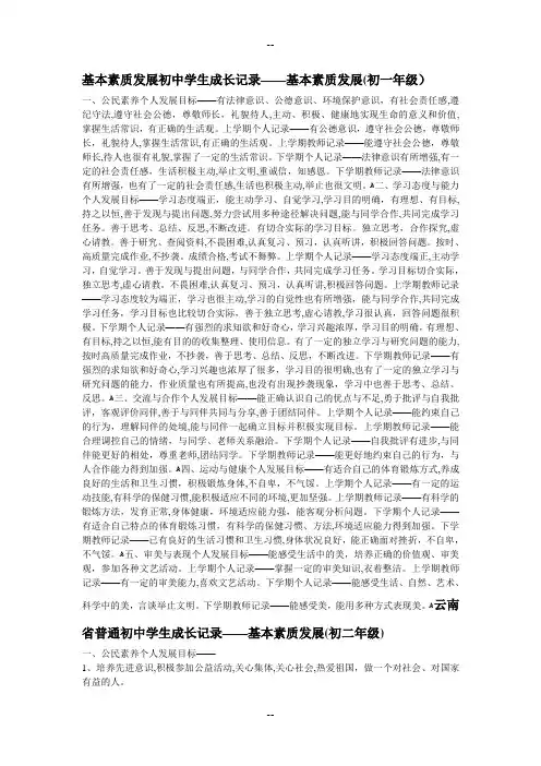 基本素质发展初中学生成长记录