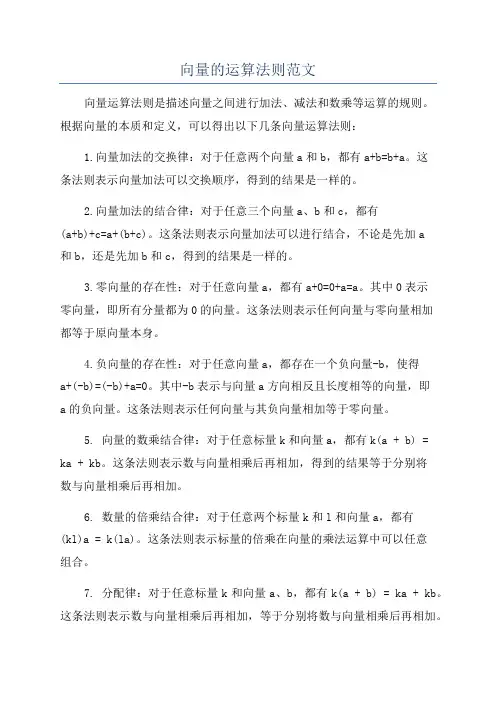 向量的运算法则范文