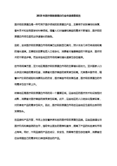 2023年医疗级胶原蛋白行业市场调查报告