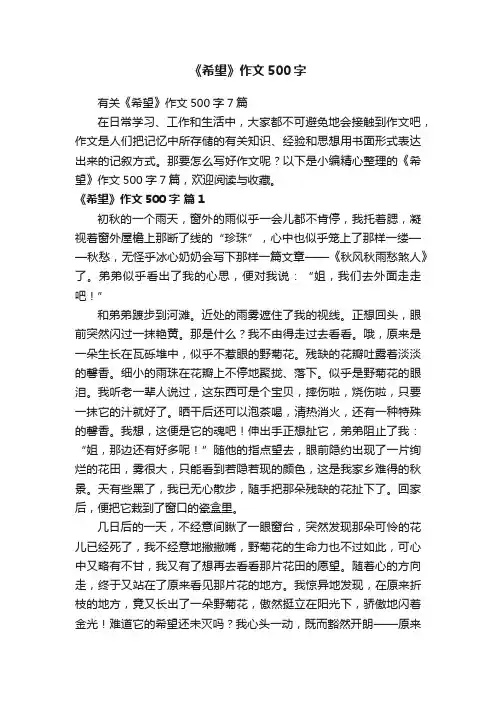 有关《希望》作文500字7篇